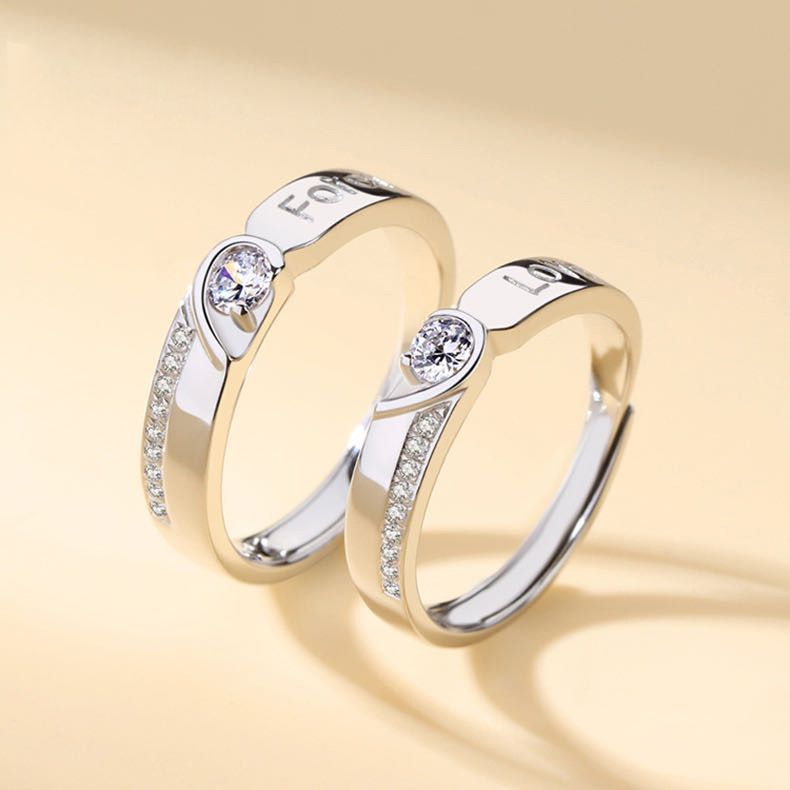 Rings 2PCS Couple rings set for men and women ladies adjustable rings jewelry rings wedding in jewellery adjustable rings Diamond style Fashionable exquisite