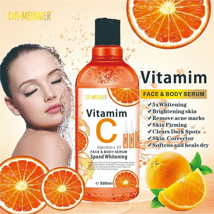 DR MEINAIER Vitamin C Serum for Face and Body Anti-Wrinkle Moisturizer Original Freckle Fade Dark Spot 500ml Anti-aging, Brightening Skin, Anti-acne Facial Serum