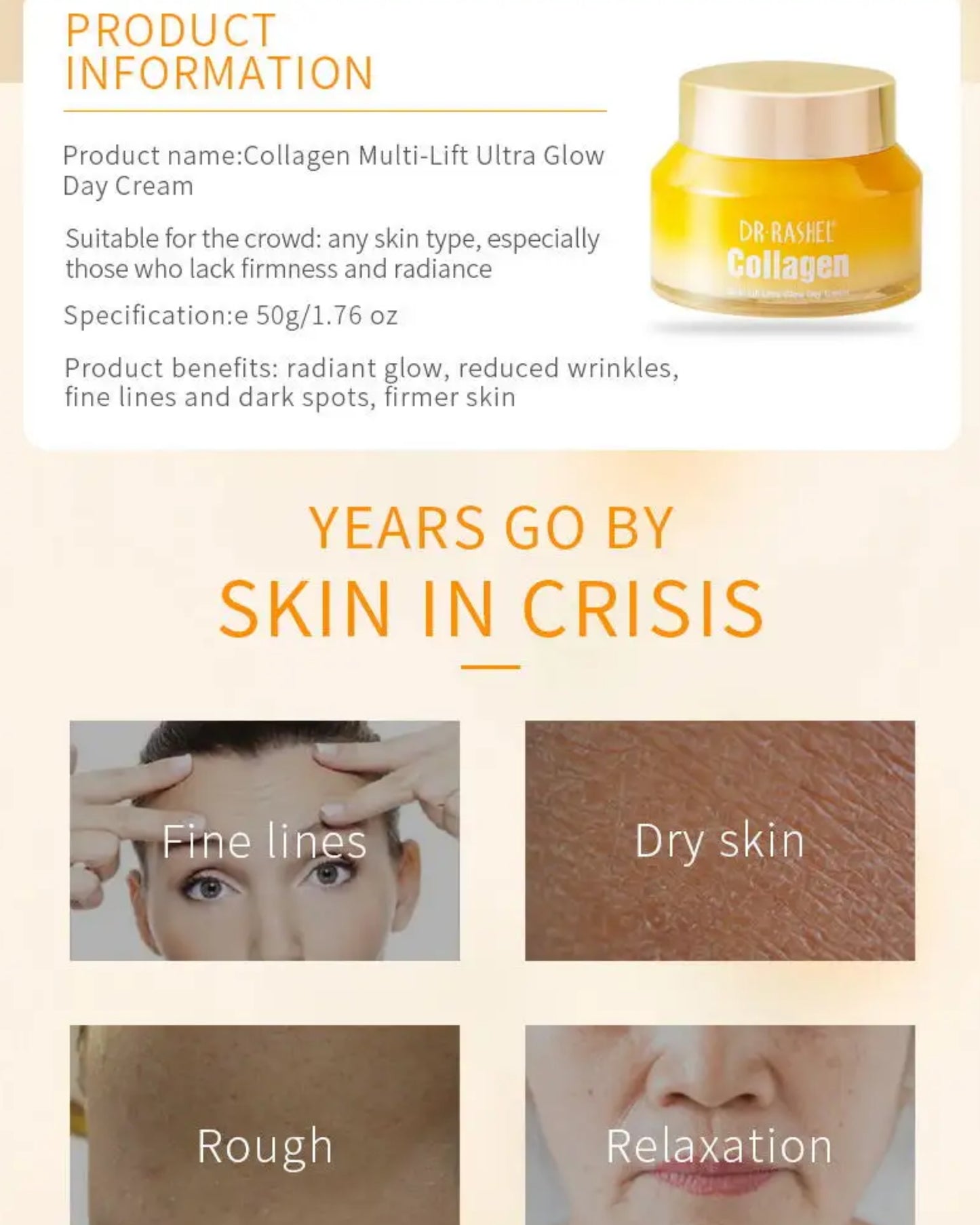 Dr. Rashel Collagen Day Cream + Night Cream Multi-Lift Ultra Skin Firming Lifting Anti-ageing Reduces Fine Lines and Wrinkles - DR RASHEL