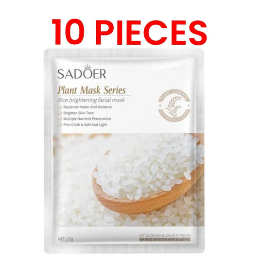10 PIECES Sadoer Rice Facial Mask Sheets Brightening Moisturizing, Deep Repair Cleansing Natural Coffee Extracts Essence Face Masks