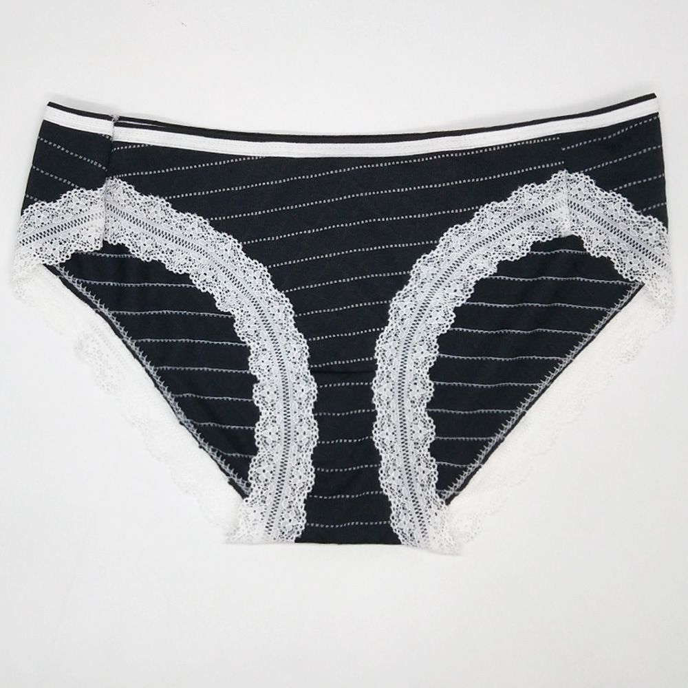 4pcs Women's Bikini Underwear Panties Lace Trim Classic Low Rise Lady Soft Breathable Briefs Hipster Pantie