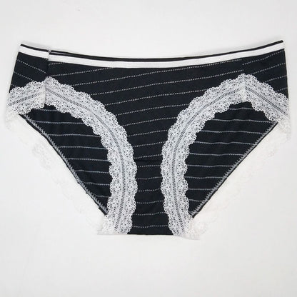 4pcs Women's Bikini Underwear Panties Lace Trim Classic Low Rise Lady Soft Breathable Briefs Hipster Pantie