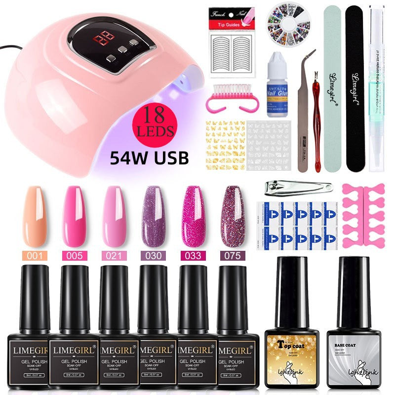 Nail polish light polishing machine set complete set of beginner nail polish glue tool set nail enhancement tool nail enhancement phototherapy machine