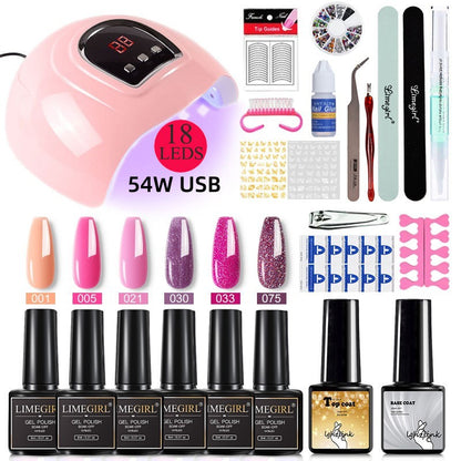 Nail polish light polishing machine set complete set of beginner nail polish glue tool set nail enhancement tool nail enhancement phototherapy machine