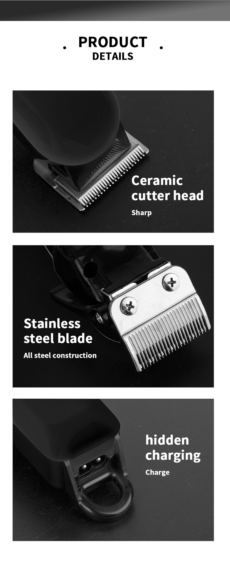 Hair Clipper Oil Head Electric Push Shear USB Charging Hair Trimmer for Men Women Household Travel Electric Barber Machine