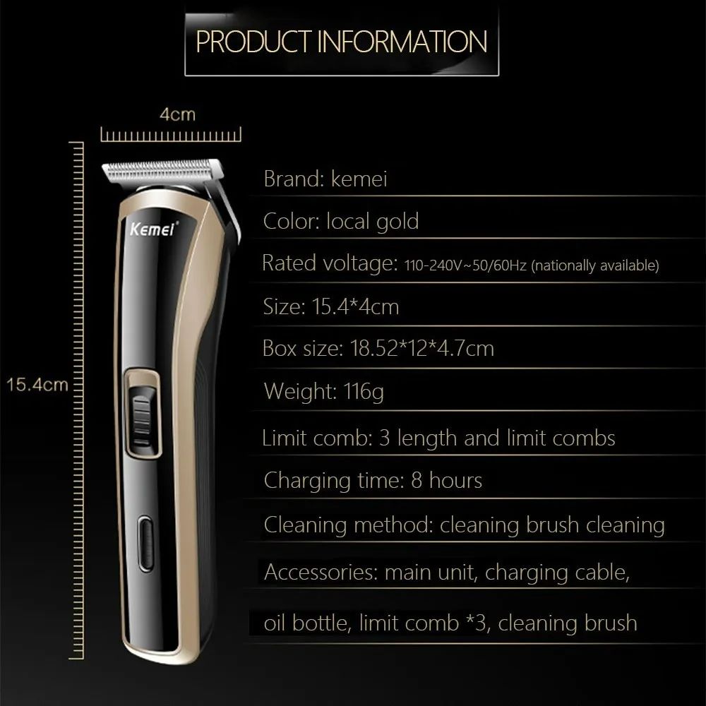 KEMEI Rechargeable Electric Clipper Professional Hair Clipper Baby Hair Trimmer Cordless Styling Tool Men's Grooming Haircut Tool Household Shaving Machine Shaver