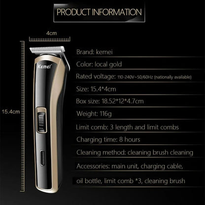 KEMEI Rechargeable Electric Clipper Professional Hair Clipper Baby Hair Trimmer Cordless Styling Tool Men's Grooming Haircut Tool Household Shaving Machine Shaver