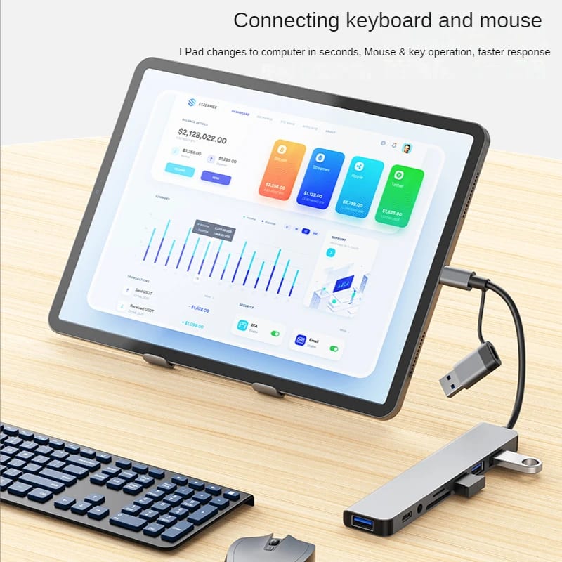 USB C Hub 8 In 1 Type C To Adapter SD/TF Card Reader PD Fast Charge 3.5 Audio Thunderbolt 3 USB Dock For MacBook Pro 8-in-1