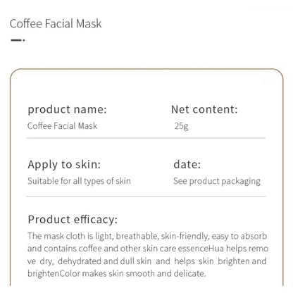 10 PIECES Sadoer Coffee Facial Mask Sheets Moisturizing, Deep Repair Cleansing Natural Coffee Extracts Essence Face Masks