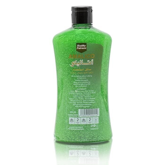 Amalico 3 in 1 Aloe Vera Shower Gel 500ml with Vitamin E. 3 in 1 Effect Bleaching Lightening & Freshening and Calming. 500 ml Body Washes With Vitamin E Sweet Fresh Scent Moisturizing Shower Gel