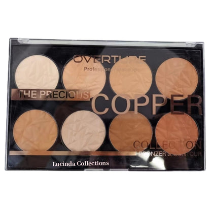 OVERTURE The Precious Copper Collection Bronzer & Contour Pro Palette 8 Color Professional Makeup
