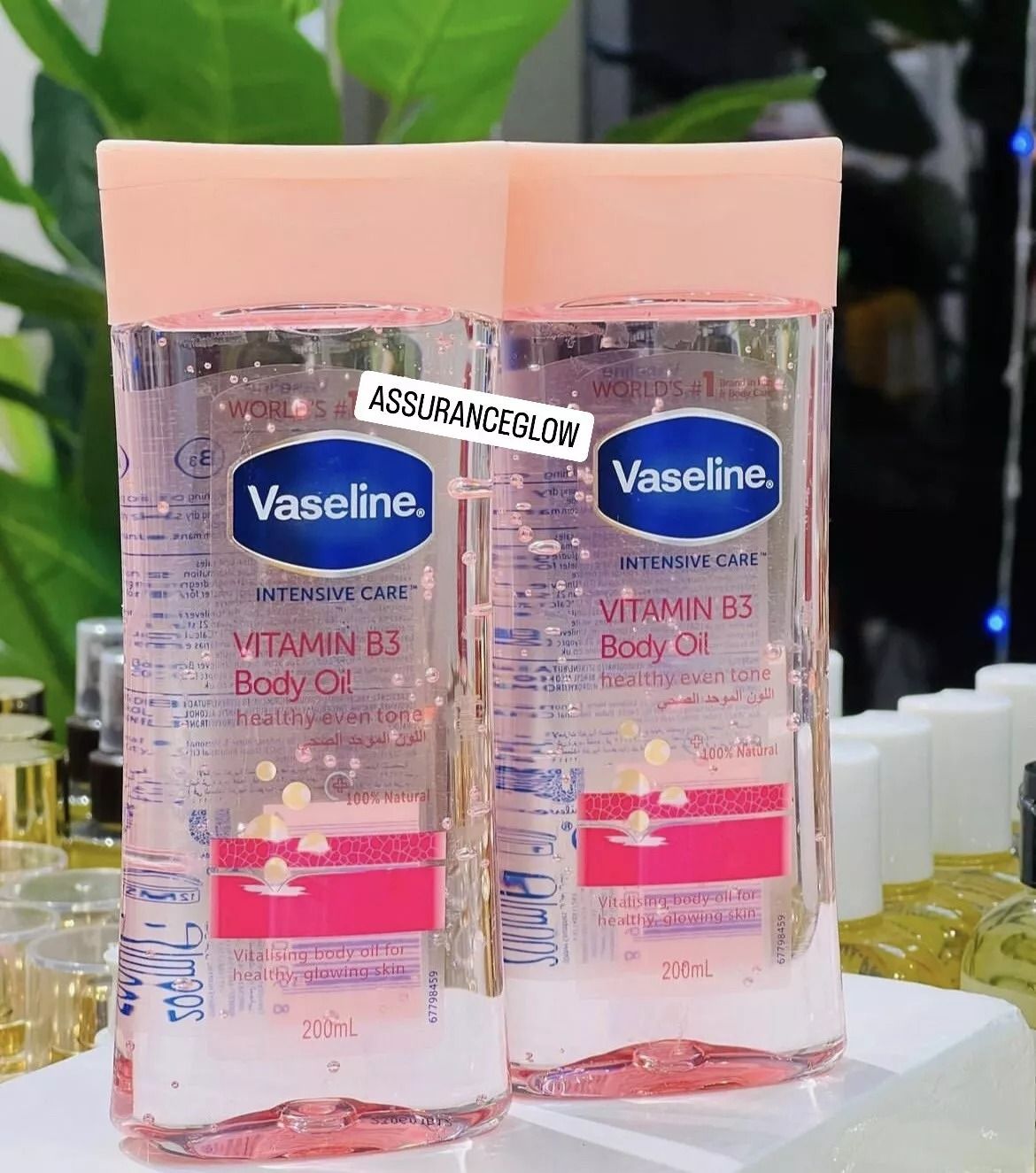 2 Packs Vaseline Daily Brightening Even Tone Body Lotion 400ml + 200ml Oil for Glowing Skin, with Vitamin B3 & Triple Sunscreens-For Radiant Looking Skin in 2 Weeks Vaseline Body Lotion Vaseline Oil