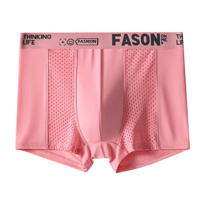 4PCS Men's Ice Silk Underwear Summer Thin Antibacterial Flat Corner Pants Men's Breathable Four Corner Shorts Men's Shorts Head Quick Drying