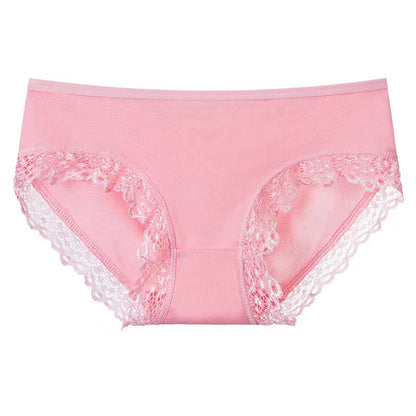 4 PCS Bbreathable Women's Underwear Soft Lightweight And Dry Women's Clothing Solid Color Women's Lace Lingerie New Milk Silk Panties