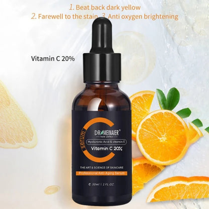 DR MEINAIER Vitamin C Face Serum with Hyaluronic Acid & Vitamin E Whitening Moisturizing Brightening Improve Roughness Lighten Spots Facial Essence