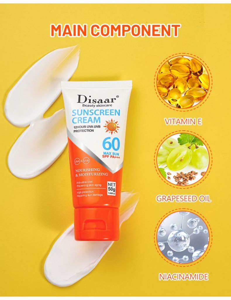 Disaar Suncream Cream Max Sun SPF 60 PA+++ UVA UVB Protection Nourishing & Moisturizing