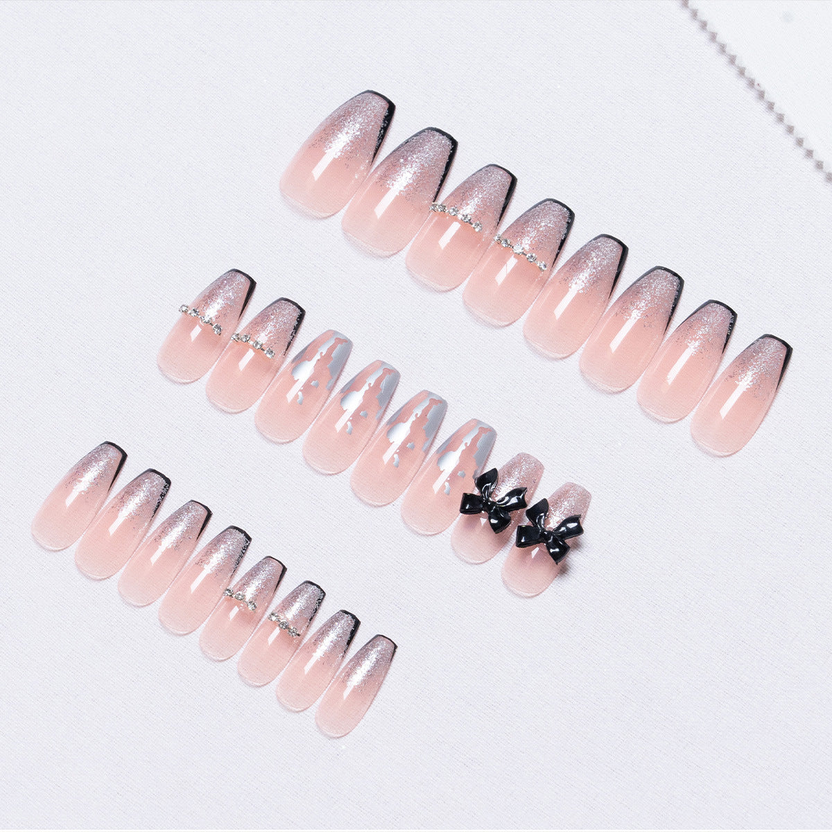 24Pcs nail enhancement fake nail patches reusable snap on style wearing nail patches