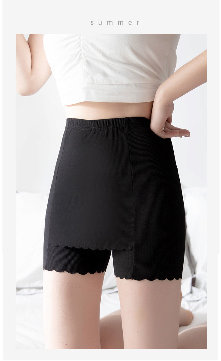 2Pcs New Arrival Women's Clothing Ice Silk Safety Pants Anti glare Summer Blocked Triangle Area Traceless three part safety pants Interlayer leggings Ladies underwear