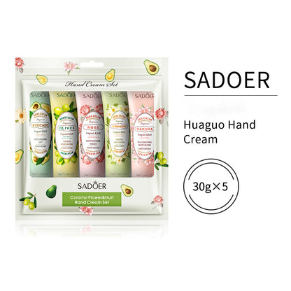 SADOER Hand Cream 5 PCS/Set Fruit Moisturizing Hand Cream Nourish Hand Care Hand Lotion Moisturize Stratum Corneum Hands Hydration Moisturizing Skin Care Creams for Dry Cracked Hands
