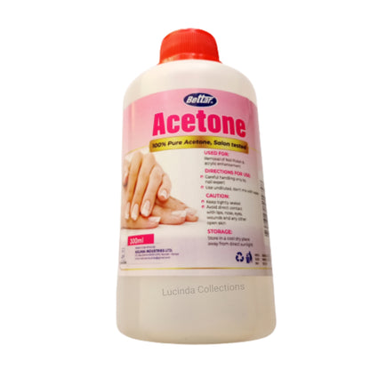 Bettar Acetone 100% Pure Gel Nail Polish Remover Better Nail Care - 300ml