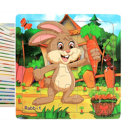 20 piece Wooden Puzzle Cartoon Animals Car Letter Number Pattern Jigsaw Puzzles Game Kids Educational Learning Toys for Children