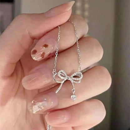 bow-knot necklace Bow with pendant temperament noble pretty Match any occasion and clothes Women's Necklaces