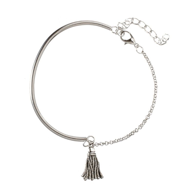 4-piece bracelet sets Simple silver glossy tassel bracelet, personalized multi-layer chain wafer