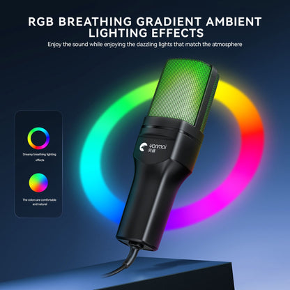 RGB Colorful USB microphone intelligent noise reduction game host computer e-sports competition host professional condenser microphone