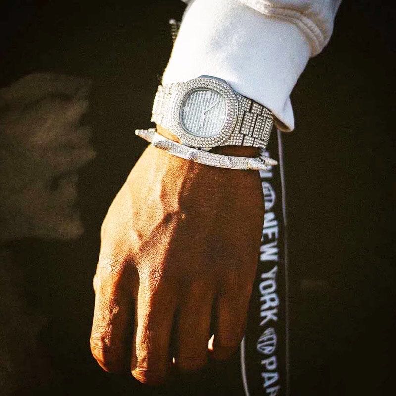 Iced Out Watch For Men Women Hip Hop Rapper Luxury Men Watch Fashion Diamond Automatic Date Quartz Watch Stainless Steel Hip Hop Men Watches