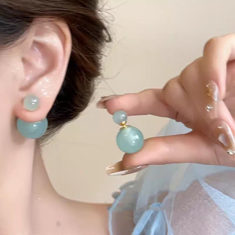 Jelly colored pearl bubble earrings female fresh countercolor earrings Korean sweet a three wear earrings