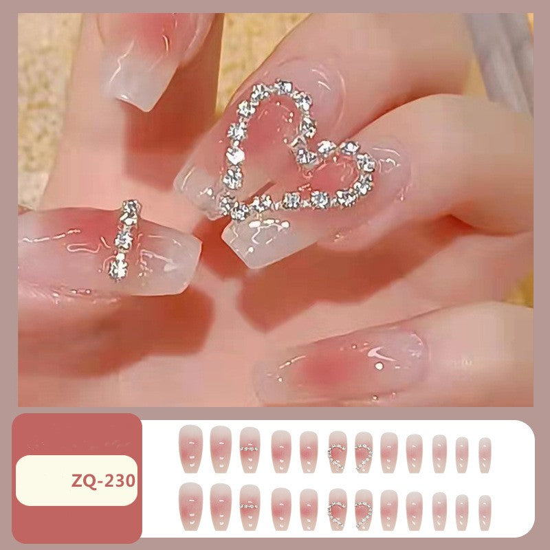 24Pcs nail enhancement fake nail patches reusable snap on style wearing nail patches