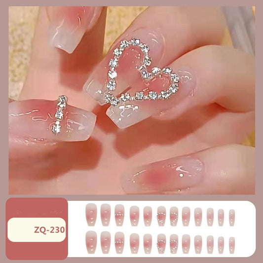 24Pcs nail enhancement fake nail patches reusable snap on style wearing nail patches