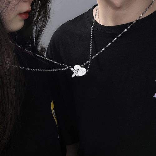 2 pcs/sets new stainless steel O-line chain butterfly love mood couple necklace men's and women's necklace jewelry wholesale new to Christmas Black Friday anniversary gift