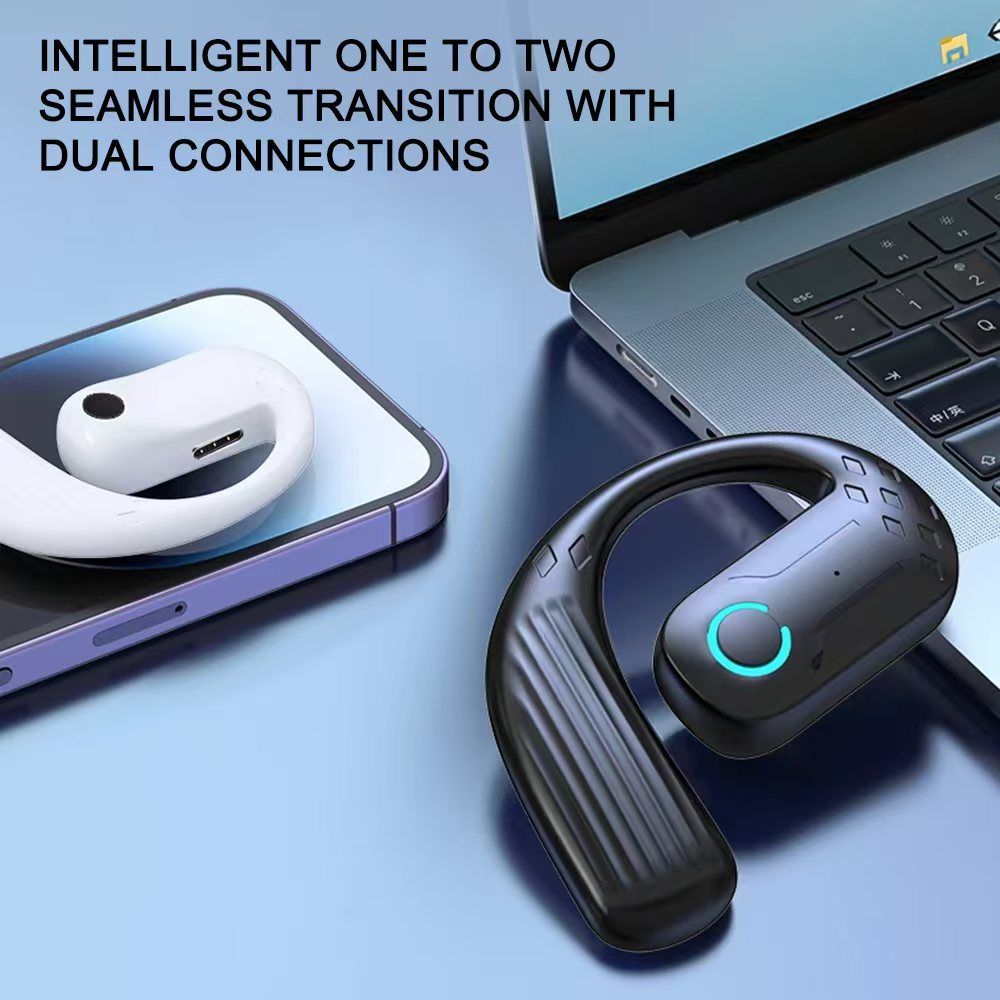 Wireless Bluetooth 5.4 Earphones 180° Rotation Ear Hook Hifi Stereo With Mic HD Call Open Single Ear Headset Sports Earphones For Phones