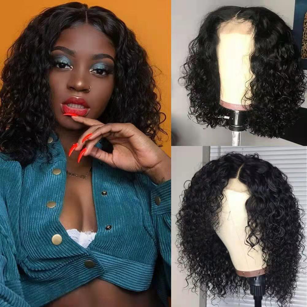 Wig small curly hair synthetic natural short curly black wigs for lady gift