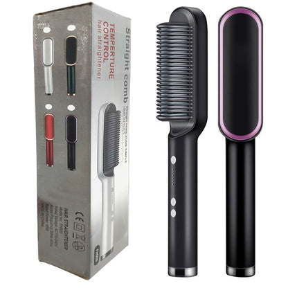 2 In 1 Electric Splint Hair Straightener 2024 Hot Comb Brush Hair Styling Straight Curling Dual-Use Bangs Curling Rod