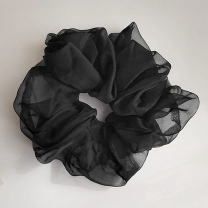 Super fairy solid color mesh simple forest style large intestine headband, high-end feeling, tie headband, elegant and versatile headband hair accessory