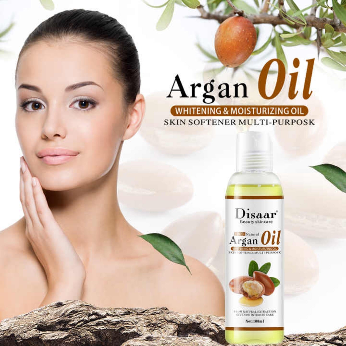 Argan Oil 100% Natural Body Face Multipurpose Whitening Brightening Moisturizing Skin Care - Disaar