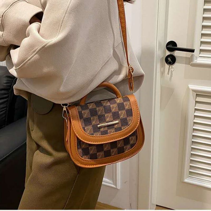 Mateamoda Mini Checkered Crossbody Bag with Top Handle Handbag