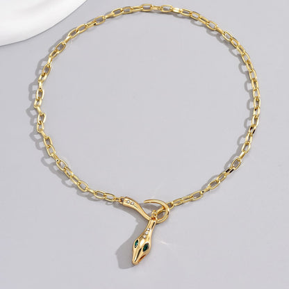 UPHUI Ladies' Golden Snake Necklace Silver Snake Pendant Necklace Layered Serpentine Necklace Square Crystal Haoshi Ladies' Serpentine Gold Necklace Fashion Necklace Exquisite Snake Jewelry