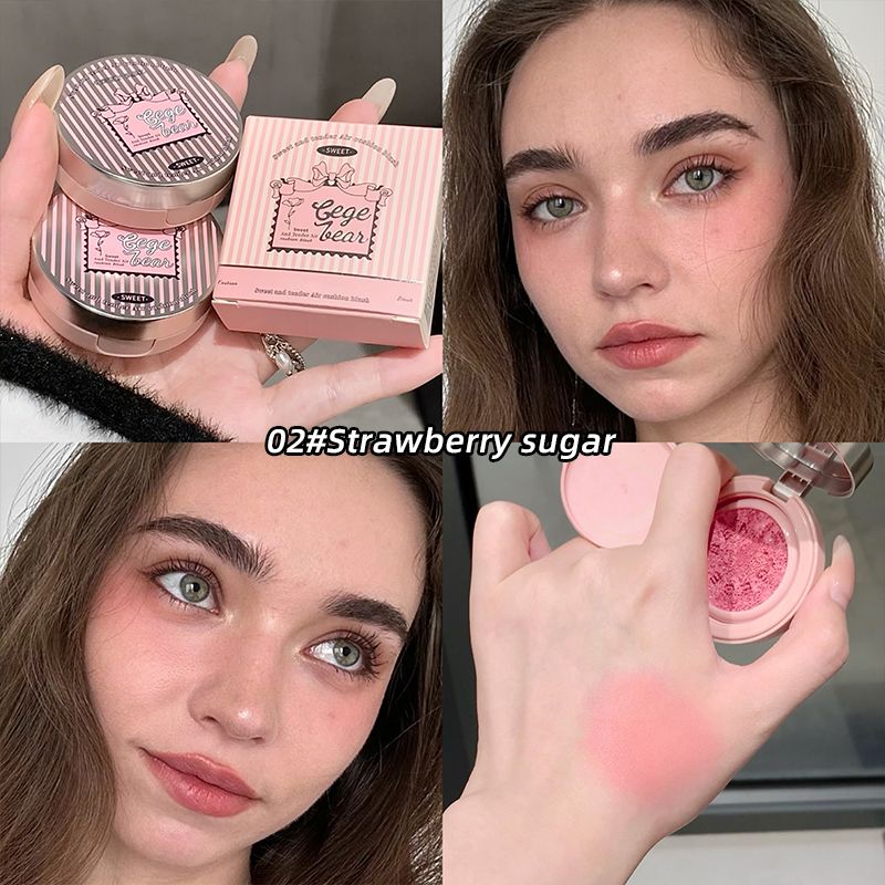 Sweet color transparent and tender air cushion powder blusher cream matte natural brightening beauty repair girl vitality sense monochrome rouge