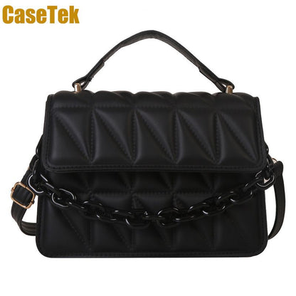 New Arrival Casetek fashion big discount Simple and retro small square handbag with chain, single shoulder crossbody bag with diamond pattern