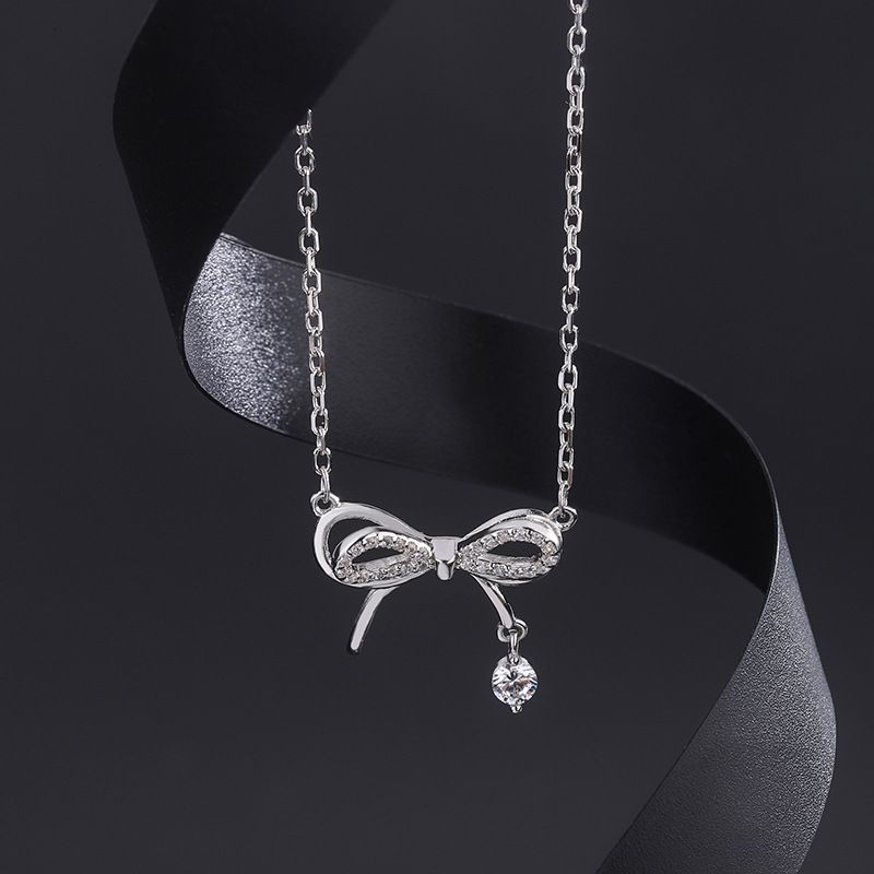 bow-knot necklace Bow with pendant temperament noble pretty Match any occasion and clothes Women's Necklaces