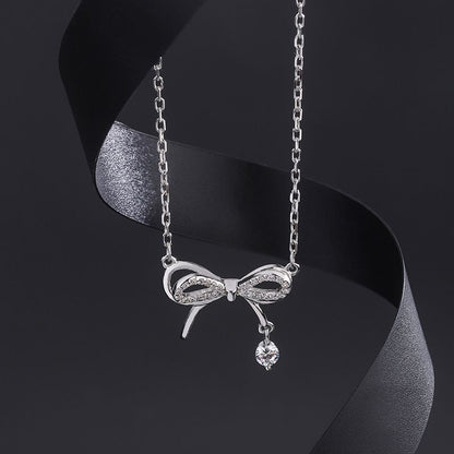 bow-knot necklace Bow with pendant temperament noble pretty Match any occasion and clothes Women's Necklaces