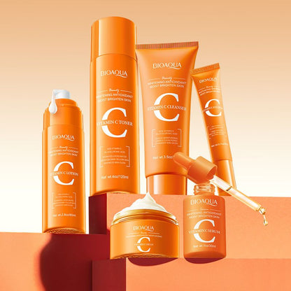 Six Piece Set Vitamin C Whitening Antioxidant Moisturizing Skincare cleanser toner eye cream serum lotion cream