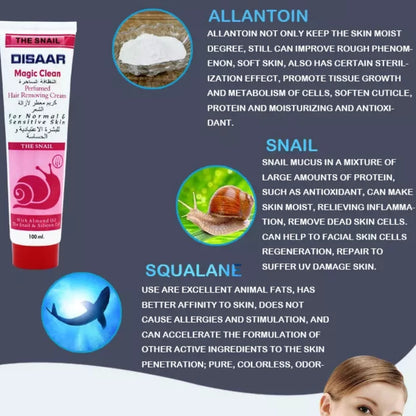 Disaar Natural Magic Clean Depilatory Snail Almond Oil Hair Removal Cream