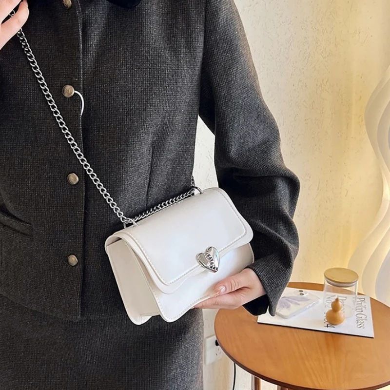 Mateamoda Elegant Quilted Sling Bag with Silver Chain Strap Crossbody Bag