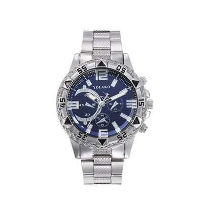 2Pcs/Set Watches Bracelet Set Large Dial Men's Fashion Watch Business Steel Strip Quartz Watch Bracelet