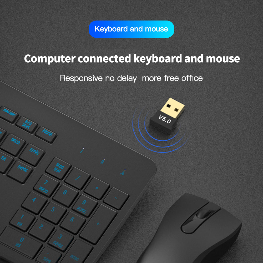 USB Bluetooth 5.0 Adapter Bluetooth Receiver Transmitter Wireless Audio Bluetooth Dongle for Computer PC Laptop Phone Tablet Printer Headphone Speaker Wireless Mouse Keyboard Music