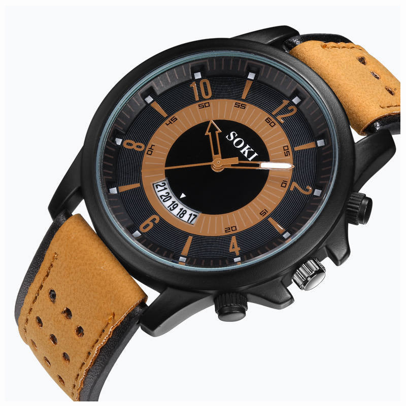 Sports men's quartz fashionable belt military watch, student calendar watch, hot selling watch